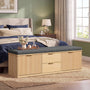 Sikaic Shoe Benches Modern Shoe Storage Bench with Padded Seat & Flip Drawers ，Natural