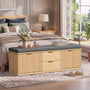 Sikaic Shoe Benches Modern Shoe Storage Bench with Padded Seat & Flip Drawers ，Natural