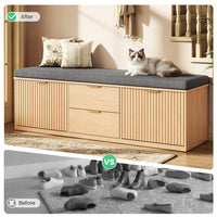 Sikaic Shoe Benches Modern Shoe Storage Bench with Padded Seat & Flip Drawers ，Natural