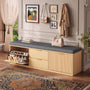 Sikaic Shoe Benches Modern Shoe Storage Bench with Padded Seat & Flip Drawers ，Natural