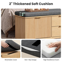 Sikaic Shoe Benches Modern Shoe Storage Bench with Padded Seat & Flip Drawers ，Natural