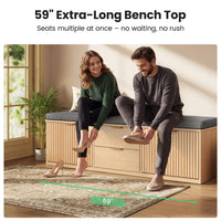 Sikaic Shoe Benches Modern Shoe Storage Bench with Padded Seat & Flip Drawers ，Natural