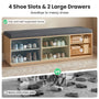 Sikaic Shoe Benches 59" Storage Bench with Drawer, 2-Tier Shoe Bench with Doors, Natural Natural / Engineered Wood / Classic