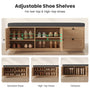 Sikaic Shoe Benches 59" Storage Bench with Drawer, 2-Tier Shoe Bench with Doors, Natural Natural / Engineered Wood / Classic