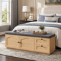Sikaic Shoe Benches 59" Storage Bench with Drawer, 2-Tier Shoe Bench with Doors, Natural Natural / Engineered Wood / Classic