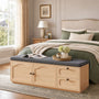 Sikaic Shoe Benches 59" Storage Bench with Drawer, 2-Tier Shoe Bench with Doors, Natural Natural / Engineered Wood / Classic