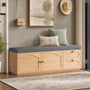 Sikaic Shoe Benches 59" Storage Bench with Drawer, 2-Tier Shoe Bench with Doors, Natural Natural / Engineered Wood / Classic