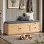 Sikaic Shoe Benches 59" Storage Bench with Drawer, 2-Tier Shoe Bench with Doors, Natural Natural / Engineered Wood / Classic