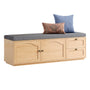 Sikaic Shoe Benches 59" Storage Bench with Drawer, 2-Tier Shoe Bench with Doors, Natural Natural / Engineered Wood / Classic