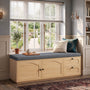 Sikaic Shoe Benches 59" Storage Bench with Drawer, 2-Tier Shoe Bench with Doors, Natural Natural / Engineered Wood / Classic