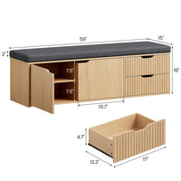 Sikaic Shoe Benches 59" Storage Bench with Drawer & 2-Tier Shoe Bench  Natural Natural / Engineered Wood / Modern
