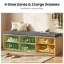 Sikaic Shoe Benches 59" Storage Bench with Drawer & 2-Tier Shoe Bench  Natural Natural / Engineered Wood / Modern