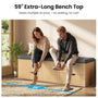Sikaic Shoe Benches 59" Storage Bench with Drawer & 2-Tier Shoe Bench  Natural Natural / Engineered Wood / Modern