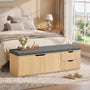 Sikaic Shoe Benches 59" Storage Bench with Drawer & 2-Tier Shoe Bench  Natural Natural / Engineered Wood / Modern