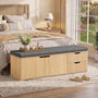 Sikaic Shoe Benches 59" Storage Bench with Drawer & 2-Tier Shoe Bench  Natural Natural / Engineered Wood / Modern
