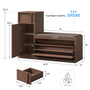 Sikaic Shoe Benches 45.3" L-Shaped Entryway Storage Bench with 3-Tier Adjustable Shelves & Bone-Line Handles Walnut Walnut / Engineered Wood / Modern