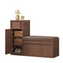 Sikaic Shoe Benches 45.3" L-Shaped Entryway Storage Bench with 3-Tier Adjustable Shelves & Bone-Line Handles Walnut Walnut / Engineered Wood / Modern