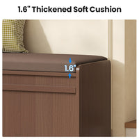 Sikaic Shoe Benches 45.3" L-Shaped Entryway Storage Bench with 3-Tier Adjustable Shelves & Bone-Line Handles Walnut Walnut / Engineered Wood / Modern