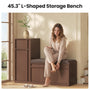 Sikaic Shoe Benches 45.3" L-Shaped Entryway Storage Bench with 3-Tier Adjustable Shelves & Bone-Line Handles Walnut Walnut / Engineered Wood / Modern