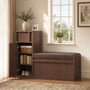 Sikaic Shoe Benches 45.3" L-Shaped Entryway Storage Bench with 3-Tier Adjustable Shelves & Bone-Line Handles Walnut Walnut / Engineered Wood / Modern