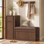 Sikaic Shoe Benches 45.3" L-Shaped Entryway Storage Bench with 3-Tier Adjustable Shelves & Bone-Line Handles Walnut Walnut / Engineered Wood / Modern