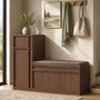 Sikaic Shoe Benches 45.3" L-Shaped Entryway Storage Bench with 3-Tier Adjustable Shelves & Bone-Line Handles Walnut Walnut / Engineered Wood / Modern