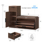Sikaic Shoe Benches 45.3" L-Shaped Entryway Storage Bench with 3-Tier Adjustable Shelves Walnut Walnut / Engineered Wood / Modern