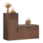 Sikaic Shoe Benches 45.3" L-Shaped Entryway Storage Bench with 3-Tier Adjustable Shelves Walnut Walnut / Engineered Wood / Modern