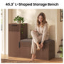 Sikaic Shoe Benches 45.3" L-Shaped Entryway Storage Bench with 3-Tier Adjustable Shelves Walnut Walnut / Engineered Wood / Modern