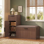 Sikaic Shoe Benches 45.3" L-Shaped Entryway Storage Bench with 3-Tier Adjustable Shelves Walnut Walnut / Engineered Wood / Modern