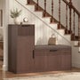 Sikaic Shoe Benches 45.3" L-Shaped Entryway Storage Bench with 3-Tier Adjustable Shelves Walnut Walnut / Engineered Wood / Modern