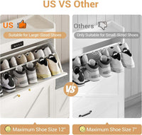 Sikaic Shoe Benches Shoe Benches with Bench and 2 Flip Drawers Walnut White White / Engineered Wood / Modern