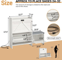Sikaic Shoe Benches Shoe Benches with Bench and 2 Flip Drawers Walnut White White / Engineered Wood / Modern