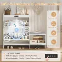 Sikaic Shoe Benches Shoe Benches with Bench and 2 Flip Drawers Walnut White White / Engineered Wood / Modern