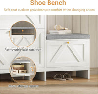 Sikaic Shoe Benches Shoe Benches with Bench and 2 Flip Drawers Walnut White White / Engineered Wood / Modern