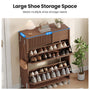 Sikaic Shoe Cabinet Shoe cabinet with two tilt-out drawers and a top drawer, Brown Brown / Engineered Wood / Mid-Century Modern