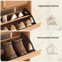 Sikaic Shoe Cabinet Sikaic 4-Door Ultra-Thin Shoe Cabinet with Adjustable Shelves and Flip Drawers Walnut Walnut / Engineered Wood / Modern