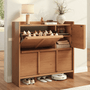 Sikaic Shoe Cabinet Sikaic 4-Door Ultra-Thin Shoe Cabinet with Adjustable Shelves and Flip Drawers Walnut Walnut / Engineered Wood / Modern