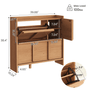 Sikaic Shoe Cabinet Sikaic 4-Door Ultra-Thin Shoe Cabinet with Adjustable Shelves and Flip Drawers Walnut Walnut / Engineered Wood / Modern