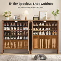 Sikaic Shoe Cabinet Sikaic Modular Entryway Shoe Cabinet with Adjustable Shelves and Open Bottom Walnut Walnut / Engineered Wood / Modern