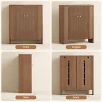 Sikaic Shoe Cabinet Sikaic Modular Entryway Shoe Cabinet with Adjustable Shelves and Open Bottom Walnut Walnut / Engineered Wood / Modern