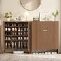 Sikaic Shoe Cabinet Sikaic Modular Entryway Shoe Cabinet with Adjustable Shelves and Open Bottom Walnut Walnut / Engineered Wood / Modern