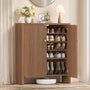 Sikaic Shoe Cabinet Sikaic Modular Entryway Shoe Cabinet with Adjustable Shelves and Open Bottom Walnut Walnut / Engineered Wood / Modern