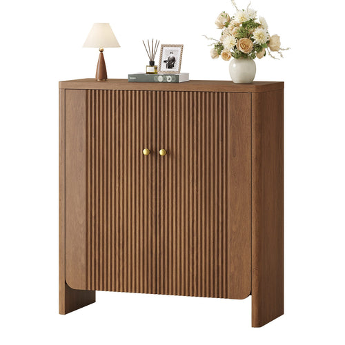 Sikaic Shoe Cabinet Sikaic Modular Entryway Shoe Cabinet with Adjustable Shelves and Open Bottom Walnut Walnut / Engineered Wood / Modern