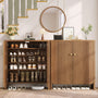 Sikaic Shoe Cabinet Sikaic Modular Entryway Shoe Cabinet with Adjustable Shelves and Open Bottom Walnut Walnut / Engineered Wood / Modern