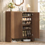Sikaic Shoe Cabinet Sikaic Modular Entryway Shoe Cabinet with Adjustable Shelves and Open Bottom Walnut Walnut / Engineered Wood / Modern