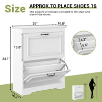 Sikaic Shoe Cabinet Shoe Cabinet with 2 Flip Drawers and Metal Flip Stand White White / Engineered Wood / Modern