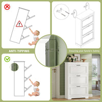 Sikaic Shoe Cabinet Shoe Cabinet with 3 Flip Drawers and Metal Flip Stand White White / Engineered Wood / Modern