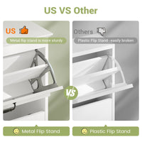 Sikaic Shoe Cabinet Shoe Cabinet with 3 Flip Drawers and Metal Flip Stand White White / Engineered Wood / Modern