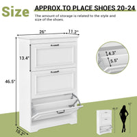 Sikaic Shoe Cabinet Shoe Cabinet with 3 Flip Drawers and Metal Flip Stand White White / Engineered Wood / Modern